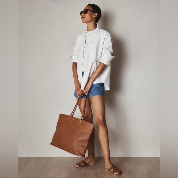 NWT Quince Italian Leather Handwoven Tote - Picture 3 of 11